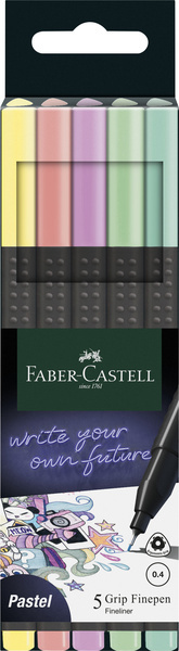 Faber Castell Fineliner Grip 0,4mm - etui 5 stuks Pastel afbeelding