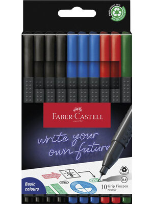 Faber Castell Fineliner Grip 0,4mm - Office set 10 stuks