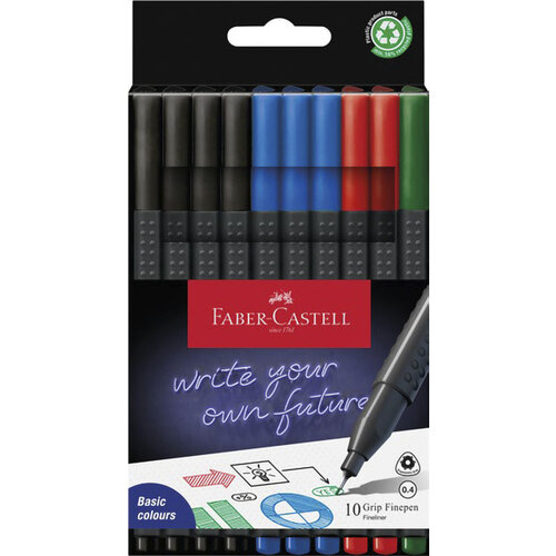 Faber Castell Fineliner Grip 0,4mm - Office set 10 stuks