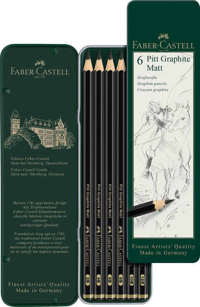Faber Castell Grafietpotlood Pitt Mat Etui a 6 stuks afbeelding