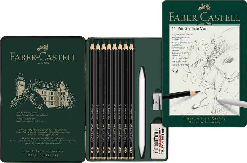 Faber Castell Grafietpotlood Pitt Mat Etui set 11 stuks afbeelding
