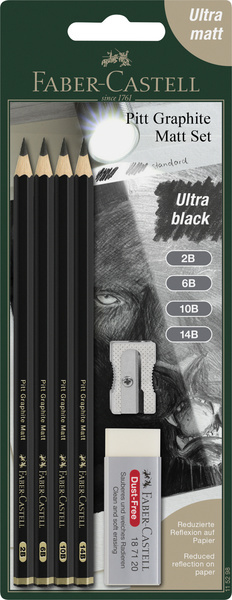 Faber Castell Grafietpotlood Pitt Mat set van 4 afbeelding