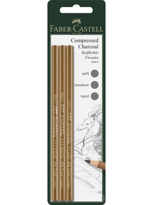 Faber Castell Houtskool Pitt Monochrome - geperst 3 stuks op blister Faber Castell Houtskool Pitt Monochrome - geperst 3 stuks op blister