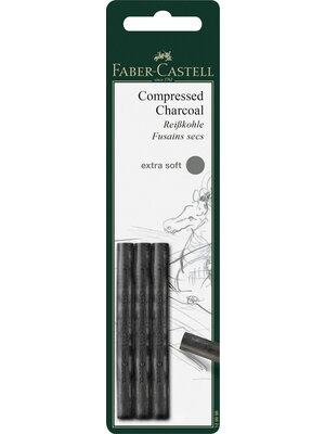 Faber Castell Pitt Monochroom Houtskool geperst - extra soft - 3 stuks