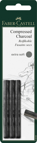 Faber Castell Houtskool Pitt Monochrome - geperst ES 3 stuks blister afbeelding