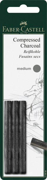 Faber Castell Houtskool Pitt Monochrome - geperst M 3 stuks blister afbeelding