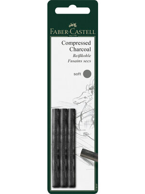 Faber Castell Pitt Monochroom Houtskool geperst - soft - 3 stuks