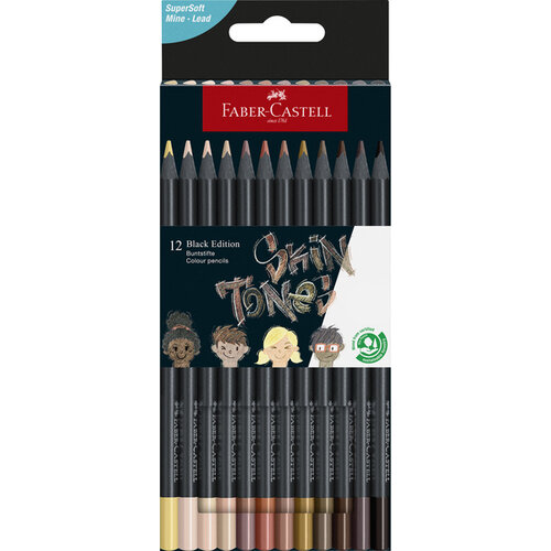 Faber Castell Kleurpotlood Black Edition - 12 stuks huidskleurtinten