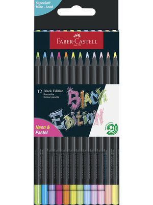 Faber Castell Black Edition Kleurpotloden - 12 stuks - neon & pastel Faber Castell Black Edition Kleurpotloden - 12 stuks - neon & pastel