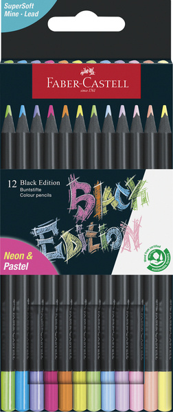 Faber Castell Kleurpotlood Black Edition - 12 stuks neon+pastel afbeelding