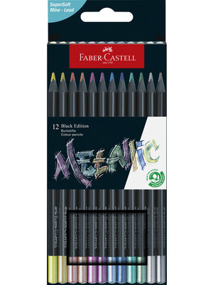 Faber Castell Kleurpotlood Black Edition - 12 stuks Metallic Faber Castell Kleurpotlood Black Edition - 12 stuks Metallic