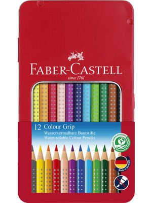Faber Castell Kleurpotlood Colour Grip 2001 - metalen etui a 12 stuks Faber Castell Kleurpotlood Colour Grip 2001 - metalen etui a 12 stuks