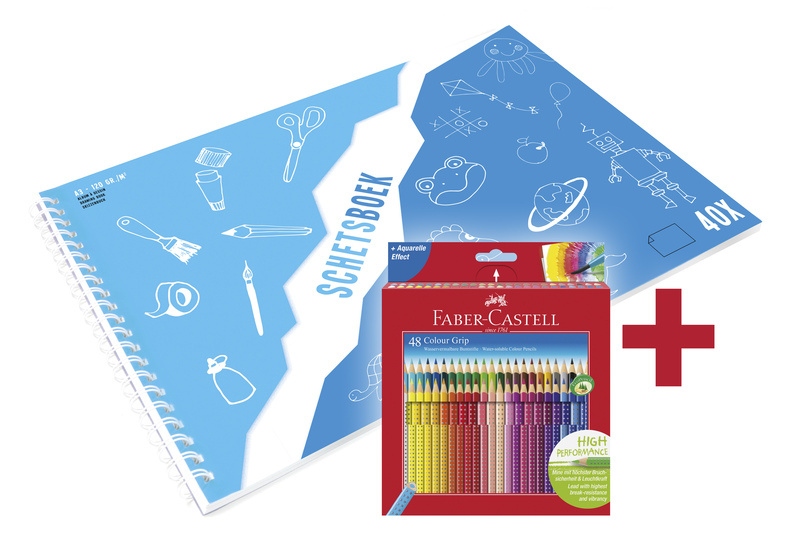 Faber Castell Kleurpotlood Grip - 48 stuks + gratis A3 Kangaro schetsboek afbeelding