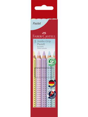 Faber Castell Jumbo Grip Kleurpotloden - set 5 stuks - pastel Faber Castell Jumbo Grip Kleurpotloden - set 5 stuks - pastel