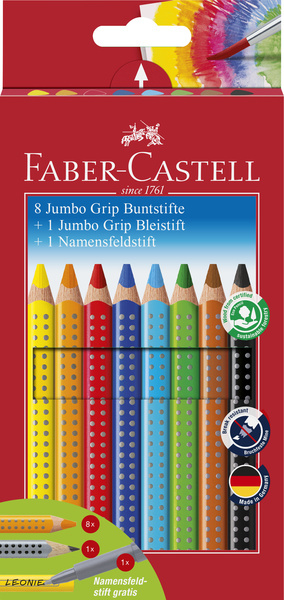 Faber Castell kleurpotlood Jumbo Grip - promotieset 8 + 1 + 1 afbeelding