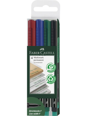 Faber Castell Multimarker permanent - set 4 stuks - fine Faber Castell Multimarker permanent - set 4 stuks - fine