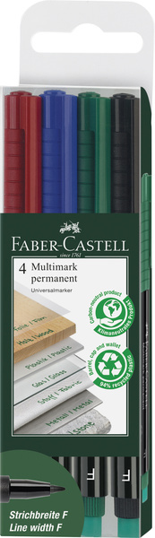 Faber Castell Marker Multimark permanent - F - etui met 4 stuks afbeelding