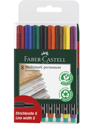 Faber Castell Marker Multimark permanent - S - 8-delig etui