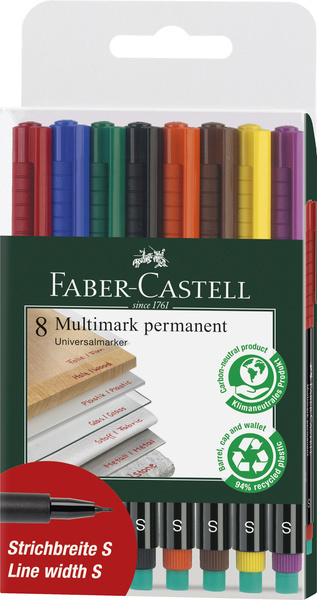 Faber Castell Marker Multimark permanent - S - 8-delig etui afbeelding