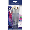 Faber Castell Penselenset - 6 stuks - 3x plat, 3x rond