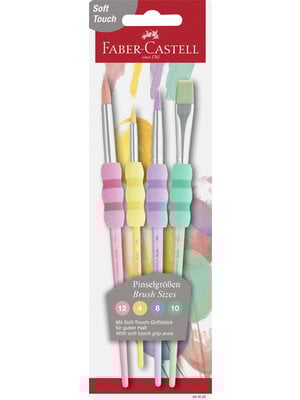 Faber Castell Penselenset soft touch - 4 stuks - pastel kleuren