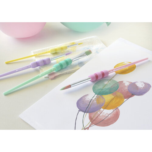 Faber Castell Penselenset soft touch - 4 stuks - pastel kleuren