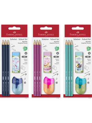 Faber Castell Grafietpotloden 1111 HB - set 3 stuks + 2 accessoires
