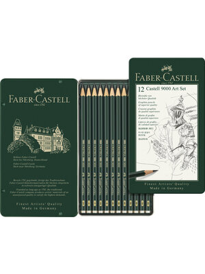 Faber Castell Grafietpotloden 9000 - set 12 stuks in blik - art Faber Castell Grafietpotloden 9000 - set 12 stuks in blik - art