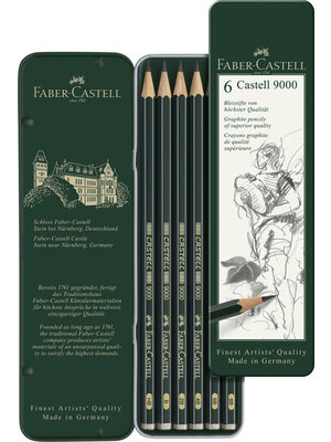 Faber Castell Grafietpotloden 9000 - set 6 stuks in blik