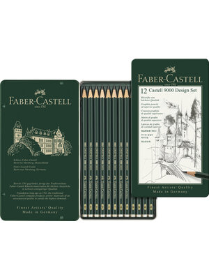 Faber Castell Grafietpotloden 9000 - set 12 stuks in blik - design Faber Castell Grafietpotloden 9000 - set 12 stuks in blik - design