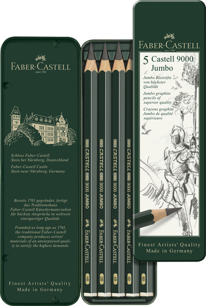 Faber Castell Potlood 9000 - Jumbo etui met 5 stuks afbeelding
