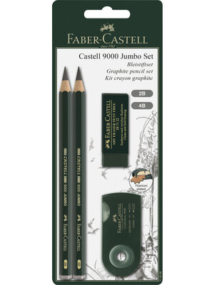 Faber Castell Potloodset 9000 - Jumbo - 2B, 4B, gum, slijper Faber Castell Potloodset 9000 - Jumbo - 2B, 4B, gum, slijper
