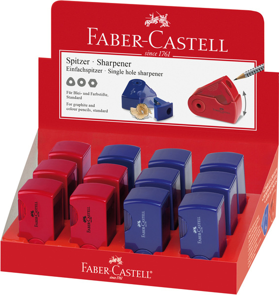 Faber Castell puntenslijper "Sleeve" Mini enkel rood/blauw afbeelding