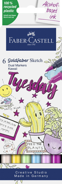 Faber Castell Sketchmarker Goldfaber - etui 6 stuks - Kawaii afbeelding