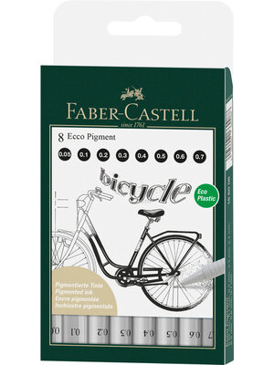 Faber Castell Tekenpen Ecco pigment - 8 st. diverse lijnbreedtes