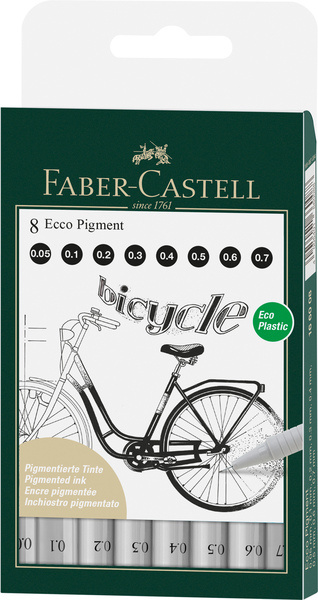 Faber Castell Tekenpen Ecco pigment - 8 st. diverse lijnbreedtes afbeelding