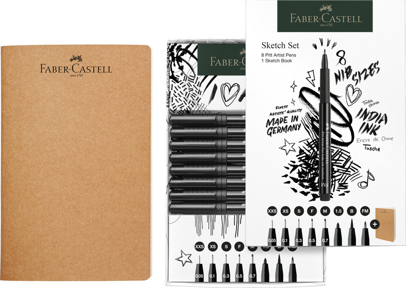 Faber Castell Tekenset - 8x pitt artist pen zwart afbeelding