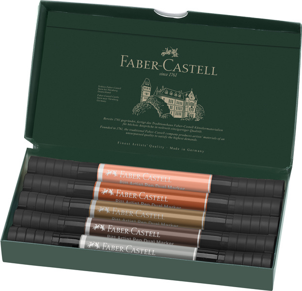 Faber Castell Tekenstift Pitt Artist duo marker Portrait - etui 5 stuks afbeelding