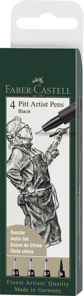 Faber Castell Tekenstift Pitt Artist Pen - 4-delig etui- zwart afbeelding