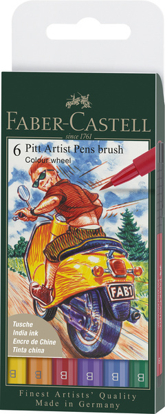 Faber Castell Tekenstift Pitt Artist Pen Brush - etui 6 stuks - Colour afbeelding