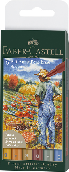 Faber Castell Tekenstift Pitt Artist Pen Brush - etui 6 stuks - Harvest afbeelding