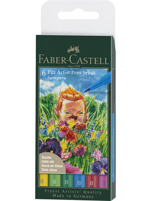 Faber Castell Tekenstift Pitt Artist Pen Brush - etui 6 stuks - Springtime Faber Castell Tekenstift Pitt Artist Pen Brush - etui 6 stuks - Springtime