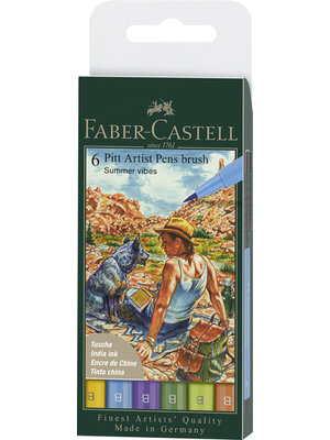 Faber Castell Tekenstift Pitt Artist Pen Brush - etui 6 stuks - Summer Faber Castell Tekenstift Pitt Artist Pen Brush - etui 6 stuks - Summer