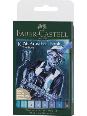 Faber Castell Pitt Artist Brushpen - set 8 stuks - Blues Faber Castell Pitt Artist Brushpen - set 8 stuks - Blues