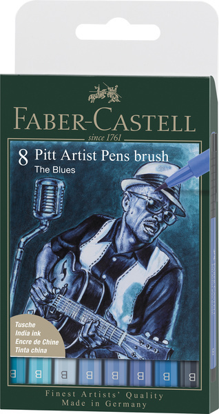 Faber Castell Tekenstift Pitt Artist Pen Brush - etui 8 stuks - Blues afbeelding