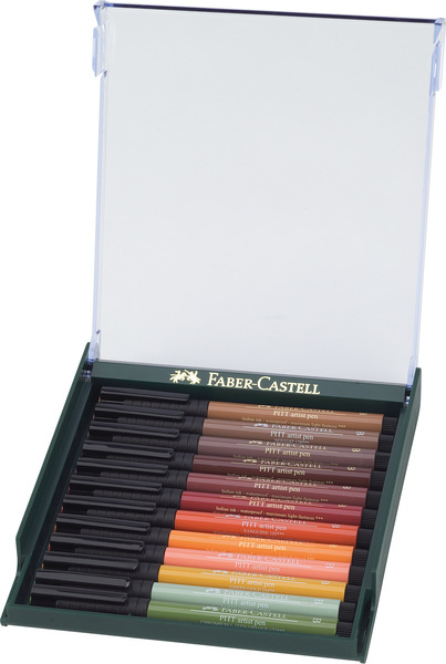 Faber Castell Tekenstift Pitt Artist Pen Brush - set 12 stuks - Earth Tones afbeelding