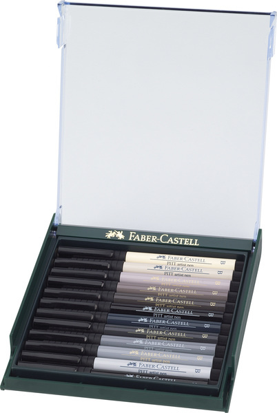 Faber Castell Tekenstift Pitt Artist Pen Brush - set 12 stuks - grijstinten afbeelding