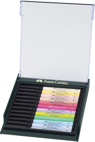 Faber Castell Tekenstift Pitt Artist Pen Brush - set 12 stuks - pastel afbeelding