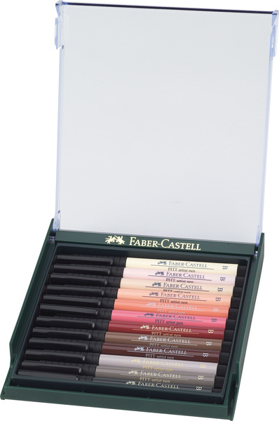 Faber Castell Tekenstift Pitt Artist Pen Brush - set 12 stuks - Skin afbeelding