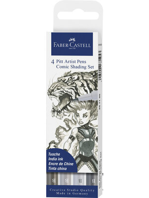 Faber Castell Pitt Artist Pen Comic Shading - set 4 stuks